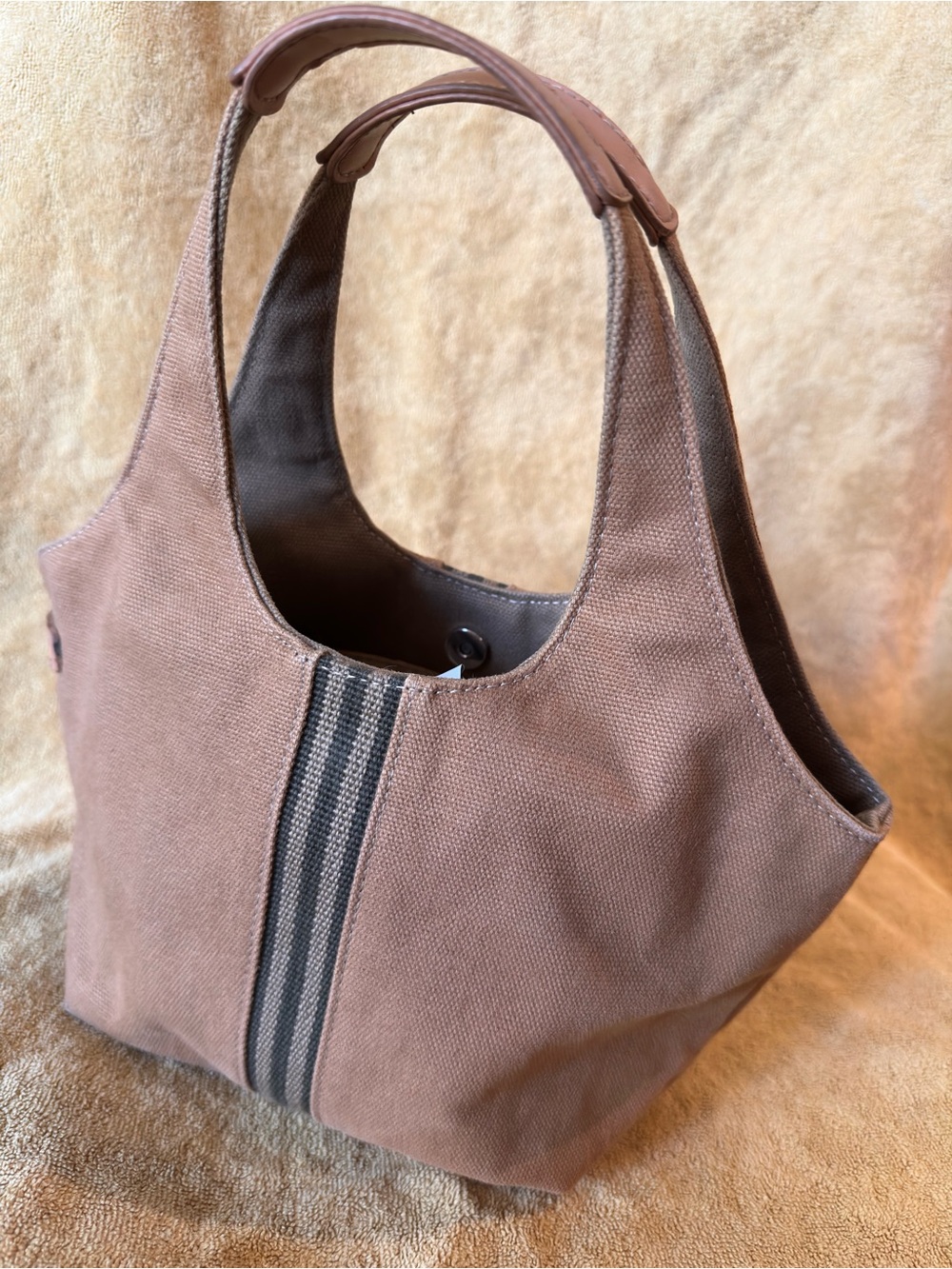 Nine West Mine Canvas Tote in Dusty Tan with Striped Accent